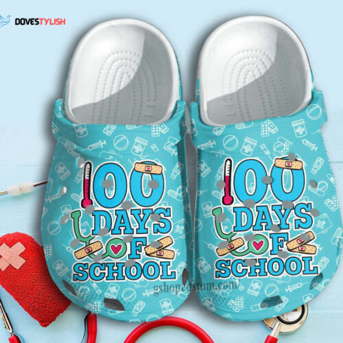 100 Days Of School Bandage Shoes Clogs Gift Birthday Thanksgiving