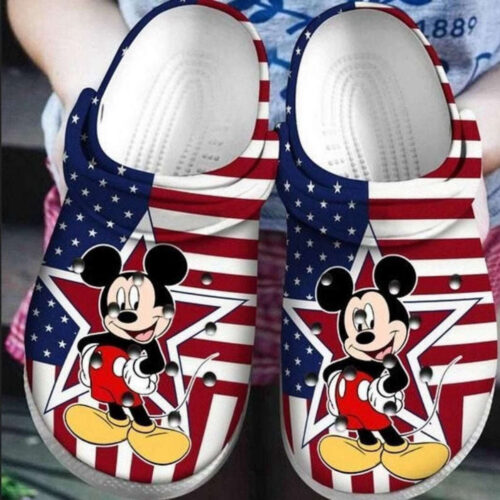 Mickey Mouse American flag Rubber Crocs Clogs Shoes Footwear
