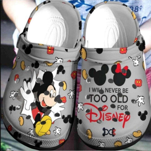 I Will Never Be Old For Mickey Rubber Crocs Clogs Unisex Footwear