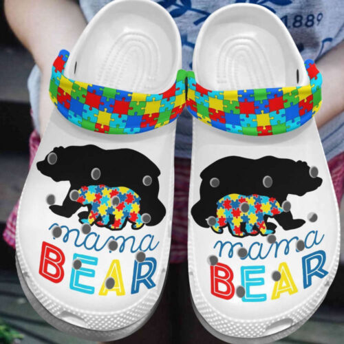 Autism Mama Bear Rubber Crocs Shoes Clogs Unisex Footwear