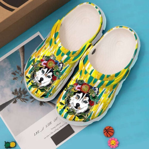 Bulldog Flower Rubber Crocs Shoes Clogs Unisex Footwear
