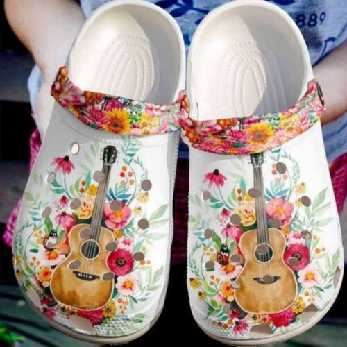 Guitar flower Rubber Crocs Shoes Clogs Unisex Footwear