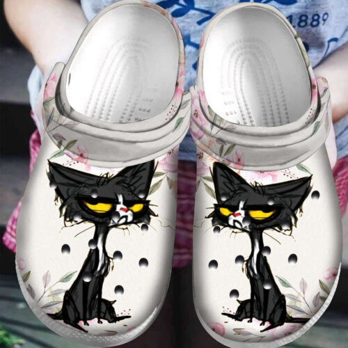 Black cat Rubber Crocs Shoes Clogs Unisex Footwear