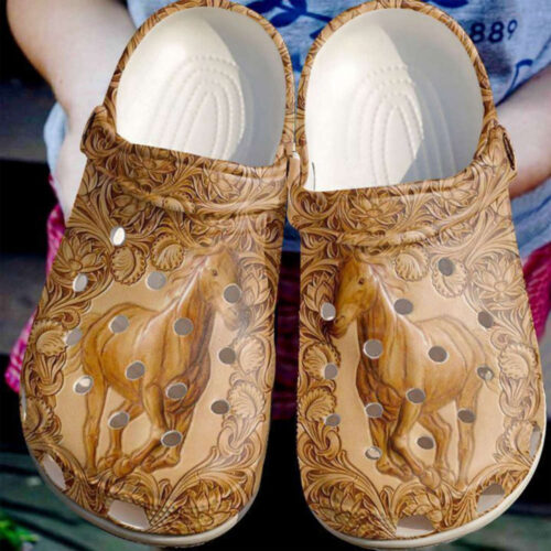 Horse Leather Rubber Crocs Shoes Clogs Unisex Footwear