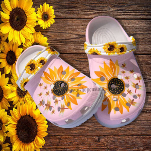 Dragonfly Sunflower Croc Shoes Clogs Gift Mother Day 2022