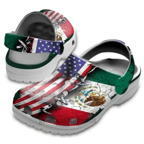 Mexico America Flag 4Th Of July Shoes Clogs
