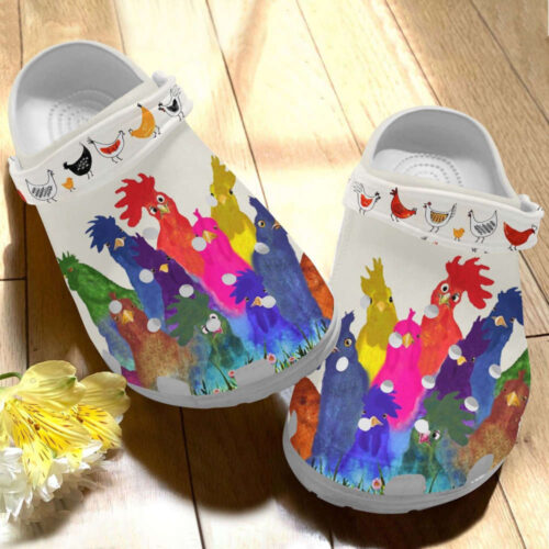 Water Color Rooster Chicken Shoes Clogs Gifts Children Niece Nephew