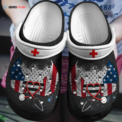 American Nurse Wings Usa Flag 4Th Of July Shoes Clogs
