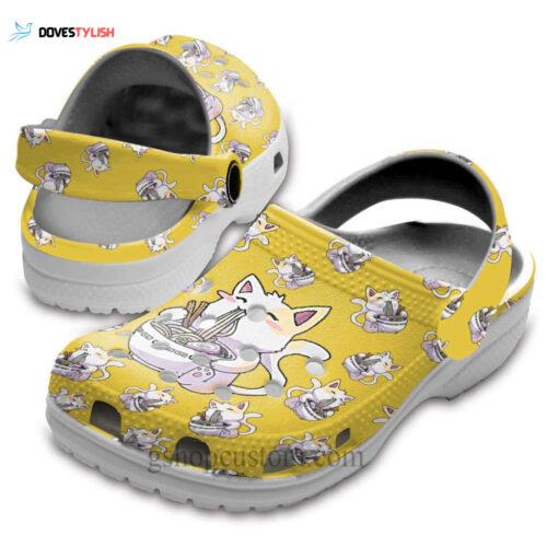 Anime Cat Cute Shoes Clogs Funny – Manga Cat Noodle Japan Custom Shoes Clogs