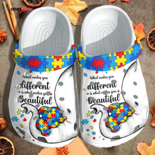 Autism Awareness Elephant Puzzel Shoes – Make You Different Is Make You Beautiful Puzzel Shoes Croc Clogs Gifts
