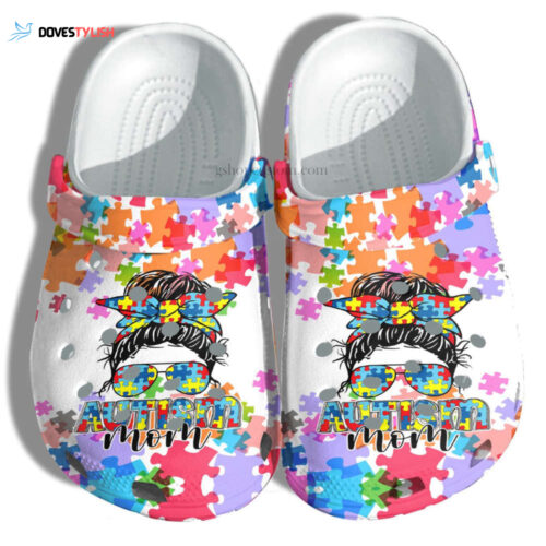 Autism Mom Puzzel Rainbow Shoes – Customize Autism Awareness Shoes Croc Clogs Gift Mother Day