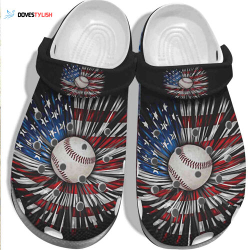 Baseball Ball Falls Usa Daisy America Flag Shoes Clogs