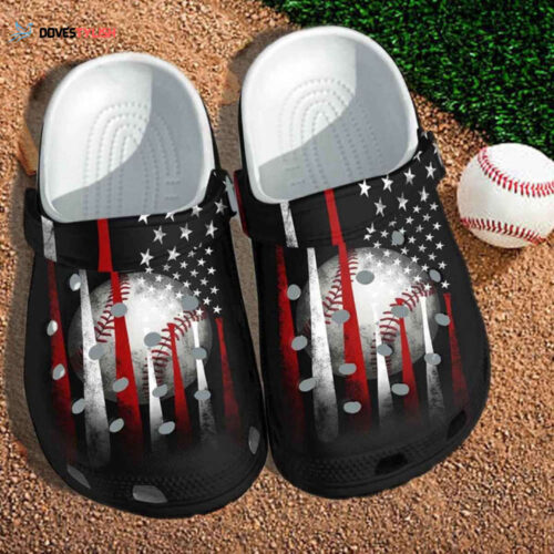 Baseball Bat America Flag Custom Shoes Clogs Gifts Shoes Son Daughter – 4Th Of July Usa Flag Baseball Croc Shoes