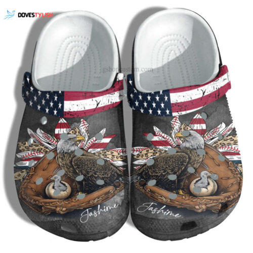 Baseball Eagle Sunflower Leopard Usa Flag Shoes Gift Mom Grandma – Baseball Eagle America Shoes Croc Clogs