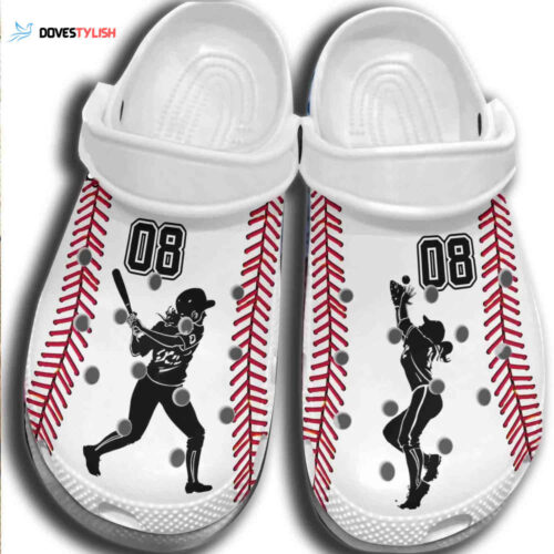 Baseball Girl Batter Player Outdoor Shoes Clogs Custom Number Birthday Gifts Daughter