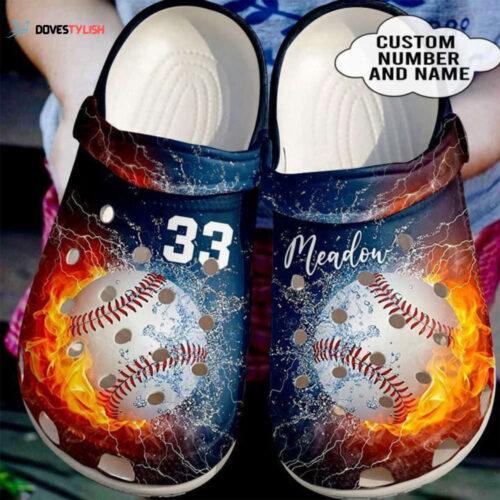 Baseball Personalized Fire And Water Classic Clogs Shoes