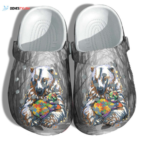 Bear And Baby Autism Awareness clogs Shoes Gifts Birthday Christmas