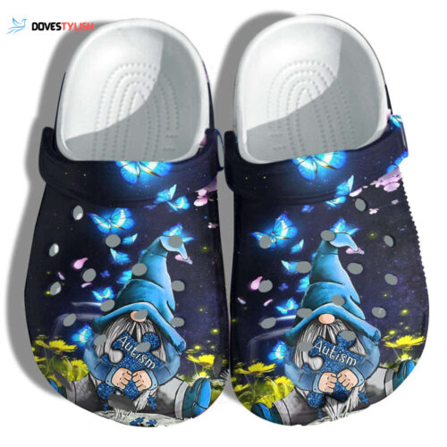 Blue Gnome And Butterfly Autism Awareness clogs Shoes Birthday Gifts Daughter