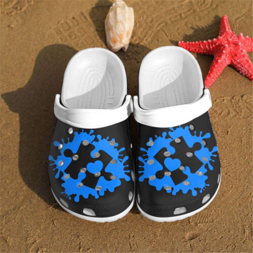 Blue Puzzle Shoes Clogs Men Women – Autism Custom Shoes Clogs Gifts