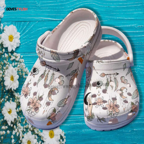 Boho Vintage Native Floral Croc Shoes Women- Boho Vintage Shoes Croc Clogs Gift Grandma