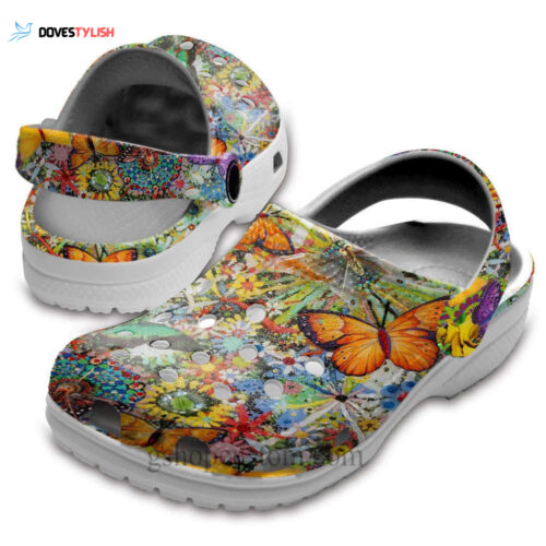 Butterflies Hippie Colorful Shoes – Vintage Buho Butterfly Clogs Shoes Gift Women Girl