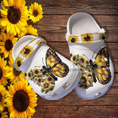 Butterfly Faith God Gross Sunflower Croc Shoes Gift Grandaughter- Faith Miracle God Butterfly Shoes Croc Clogs Women
