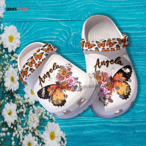 Butterfly Flower Croc Shoes Women Customize- Butterfly Girl Shoes Croc Clogs Gift Daughter