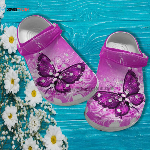 Butterfly Magical Pinky Croc Shoes Gift Wife- Butterfly Girl Shoes Croc Clogs Gift Birthday