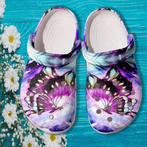 Butterfly Purple Magical Shoes Gift Birthday Women- Butterfly Daughter Shoes Croc Clogs
