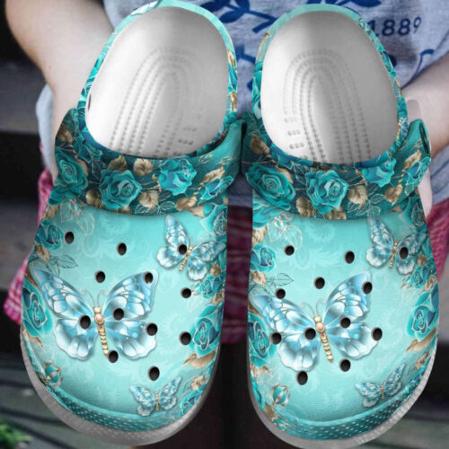 Butterfly Roses Stone Jade Green Shoes Clogs Gifts Daughter Mother Birthday