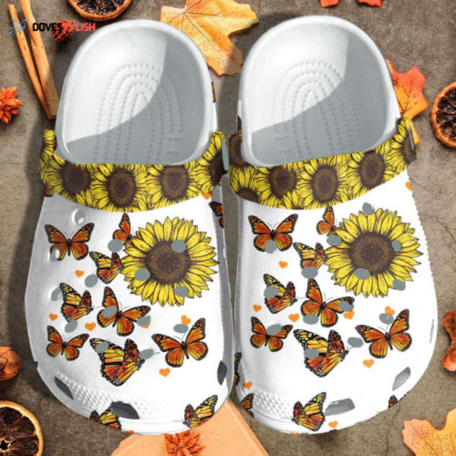 Butterfly Sunflower Be Kind Custom Shoes Clogs – Sunflower Autism Cancer Awareness Shoes