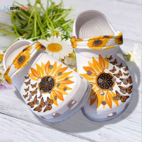 Butterfly Sunflower Shoes Clogs – Be Kind Sunflower Shoes Birthday Gift Mother Day 2022