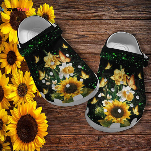 Butterfly Sunflower Twinkle Mystery Croc Shoes Gift Mother Day- Butterfly Faith Miracle Shoes Croc Clogs Gift Grandma