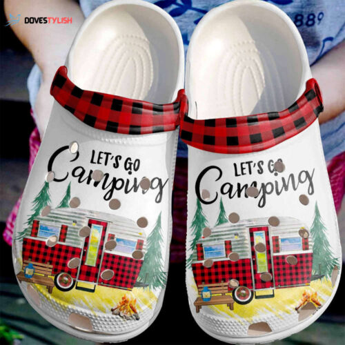 Camping Red Gingham Shoes Clogs – Lets Go Camping Custom Shoe Birthday Gift