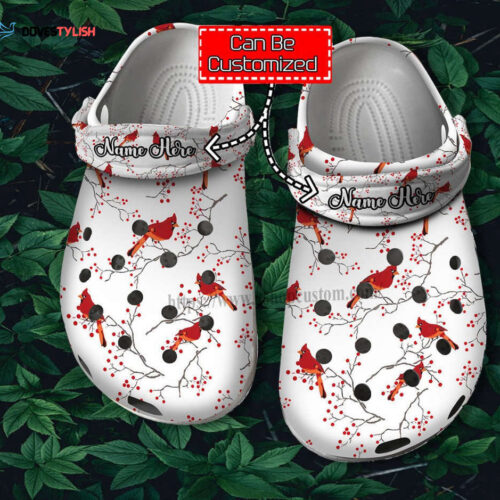 Cardinalis Bird Pattern Cute Shoes – Cardinalis Birds Winter Shoes Croc Clogs Customize Name