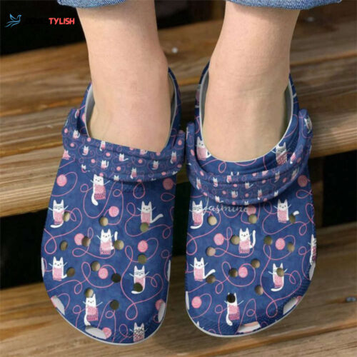 Cat Kitty Knitting Classic Clogs Shoes