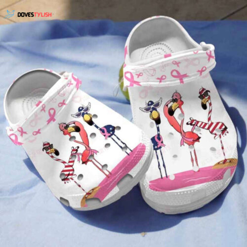 Cool Flamingo Breast Cancer Awareness Clogs Shoes Gifts Women Girls