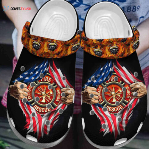 Courage Fire Honor Rescue Us Firefighter Firefighter 4Th Of July Shoes Clogs