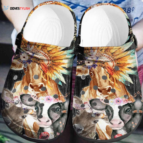 Hippie Sunflower Leopard Cow Skin Shoes Gift Women Daughter- Sunflower God Bless Boho Shoes Croc Clogs Customize