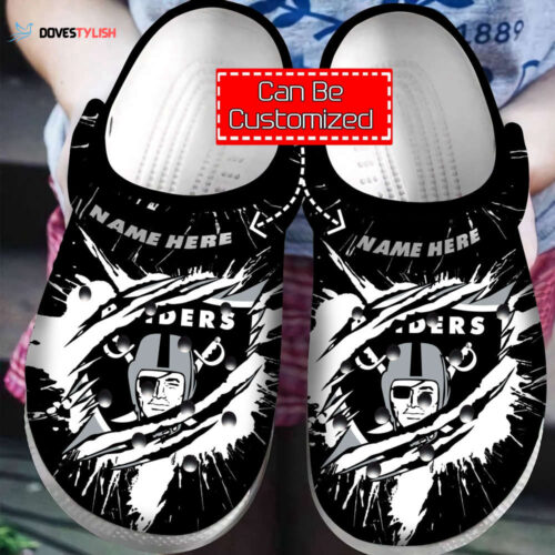 Croc Shoes – Crocs Shoes Personalized National Football Lv Raiders Football Ripped Through band