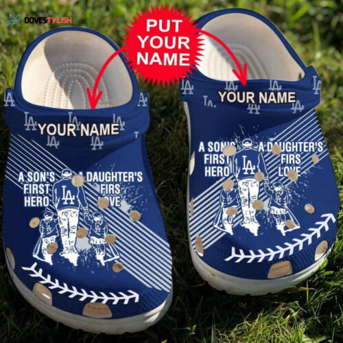 Custom name Los Angeles Dodgers MLB Dad And Son Daughter Rubber Crocs Crocband Clogs Comfy Footwear