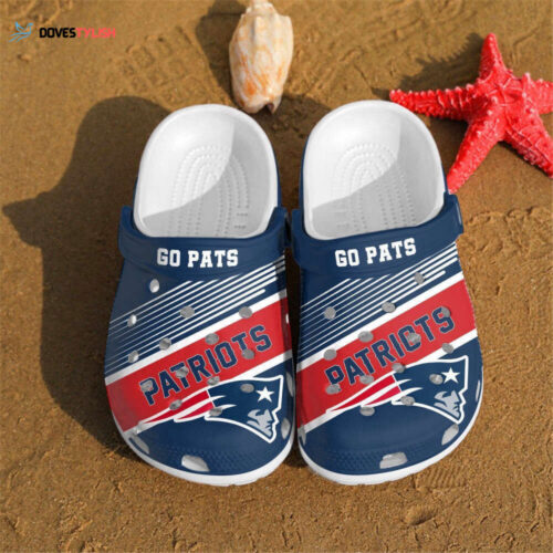 Custom name New England Patriots NFL go pats Rubber Crocs Crocband Clogs Comfy Footwear