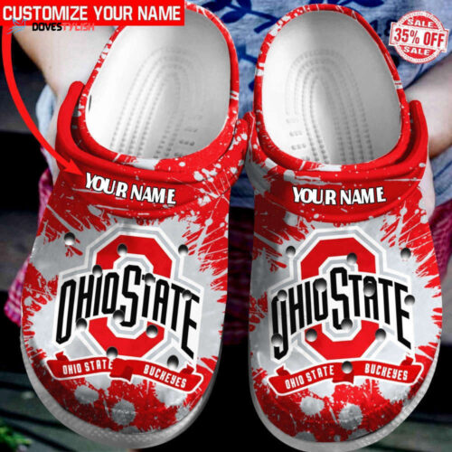 Custom name Ohio State Buckeyes Big Ten NCAAF Teams gift For Fans Rubber Crocs Crocband Clogs Comfy