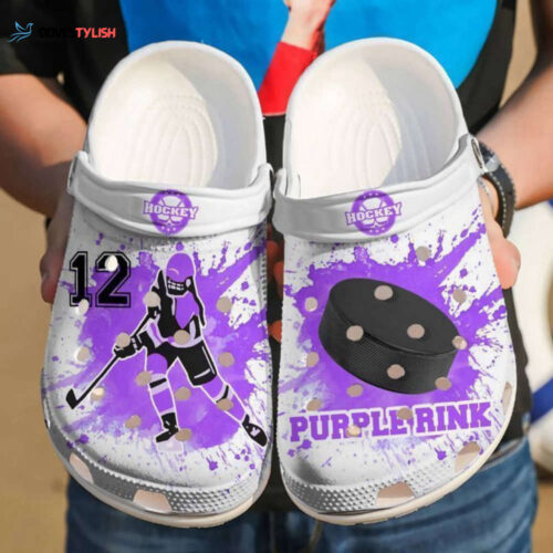 Custom Number Purple Rink Ice Hockey Girl Player Clogs Shoes