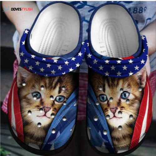 Cute Cat Usa 4Th Of July Shoes Clogs