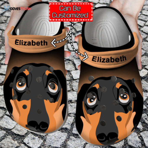 Dachshund Face Print Personalized Clogs Shoes With Your Name Dog