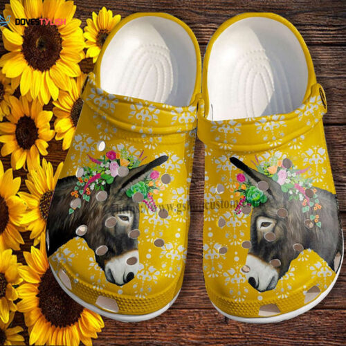 Donkey Flower Boho Shoes Gift Farmer- Donkey Girl Horse Lover Clogs Gift Women