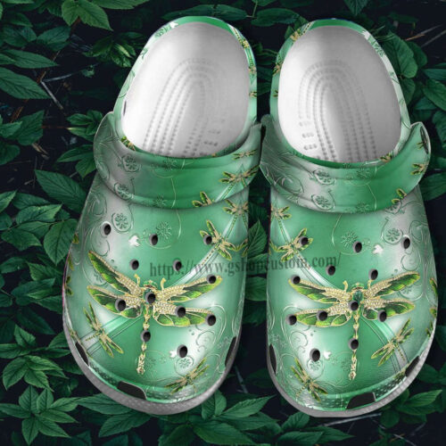 Dragonfly Jade Green Shoes Gift Wife Daughter – Hippie Dragonfly Boho Clogs Gift Women Mother Day