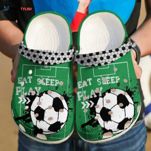 Eat Sleep Play Soccer Green Clogs Shoes