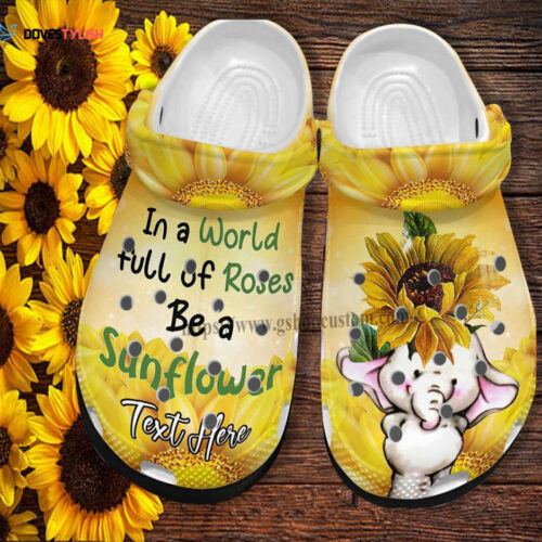 Elephant Baby Sunflower Cute Croc Shoes Customize – In A World Be Sunflower Shoes Croc Clogs Gift Women Mother Day